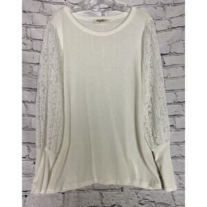 NWOT Haptics By‎ Holly Harper White Tunic Sheer Lace Long Sleeve Large